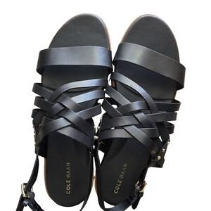 Cole Haan Black Strappy Leather Sandals